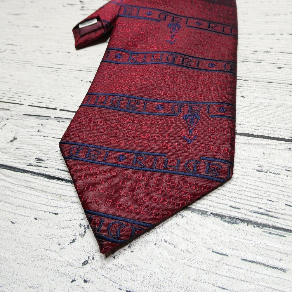 Patrick Francis Ireland Tie Mens Red Blue Pure Silk Celtic Pattern Woven Necktie